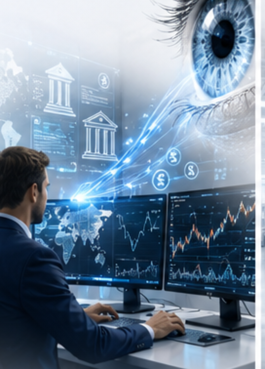 Financial Services scene with integrated iris and trust fabric